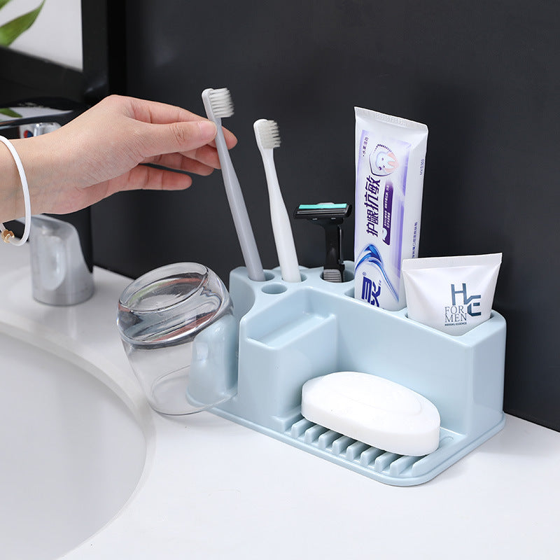 Toilet Toothbrush Rack Free Punch Brushing Cup Mouthwash Cup Holder Toothbrush Toothpaste Rack Toothware Storage Rack by eprolo