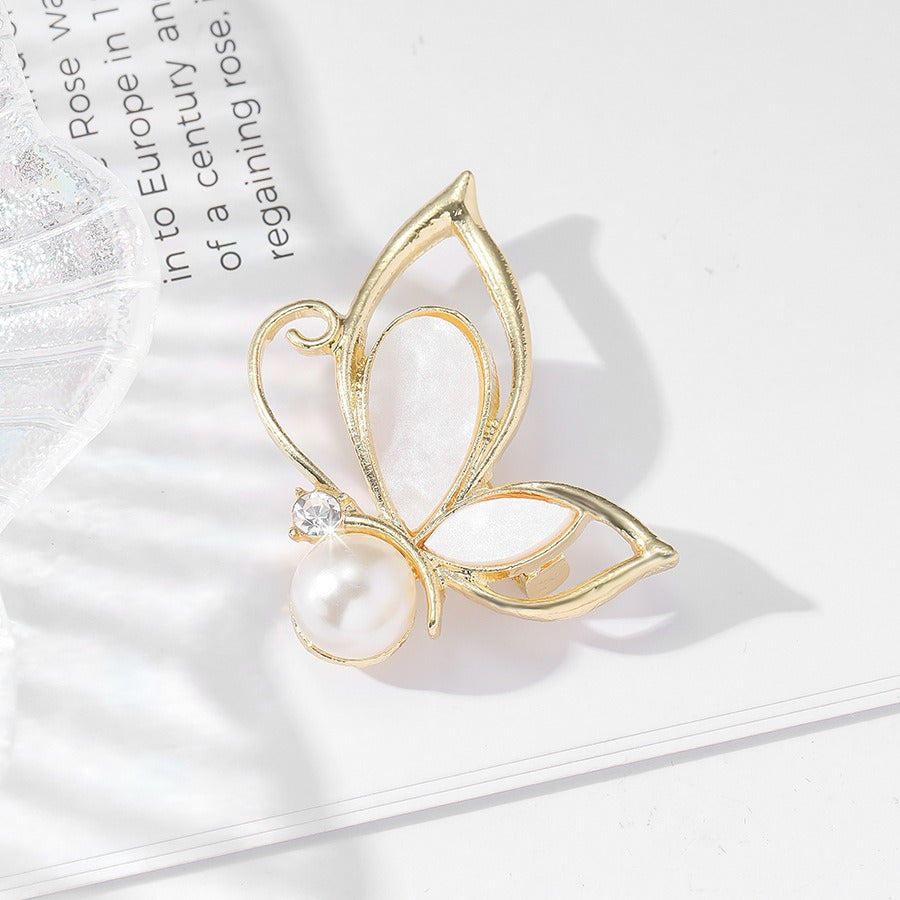 New hollow out fashionable imitation mother of pearl butterfly brooch, suit jacket, clothing accessories, pins by eprolo