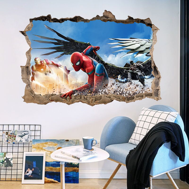3D Transcendent Wall Spider Man Wall Stickers Living Room Decoration Background Wall Stickers Removable by eprolo