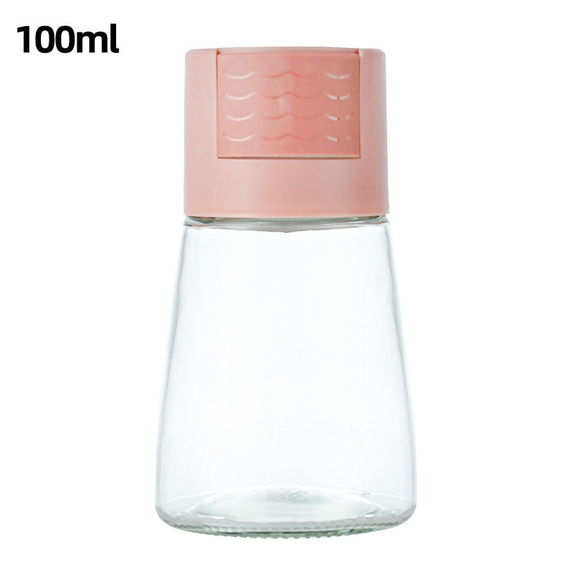 Glass Seasoning Bottle Press-Type Quantitative Seasoning Jar Kitchen Sealed Seasoning Box Salt Jar MSG Seasoning Jar by eprolo