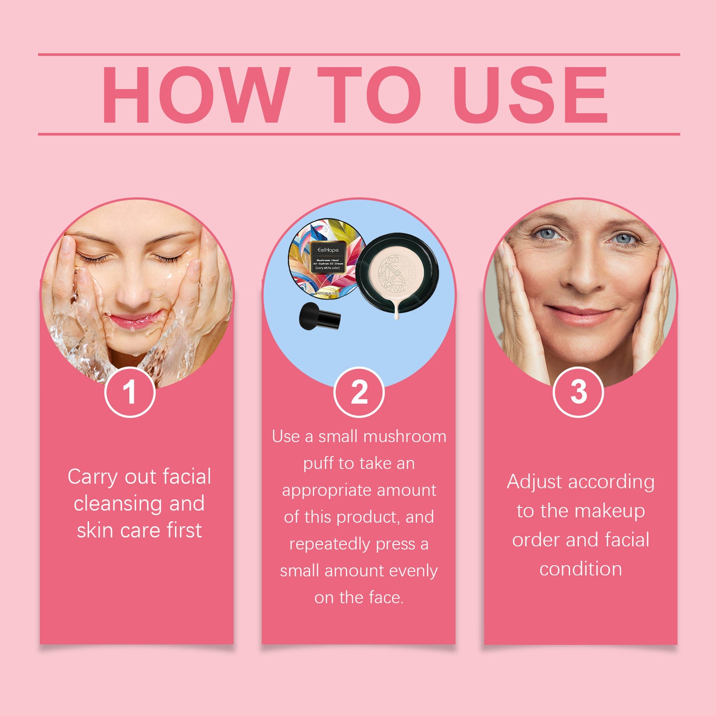 Mushroom Head Air Cushion Small Mushroom Air Cushion Easy To Apply Makeup Without Clogging Pores Moisturizing Natural Concealer by eprolo