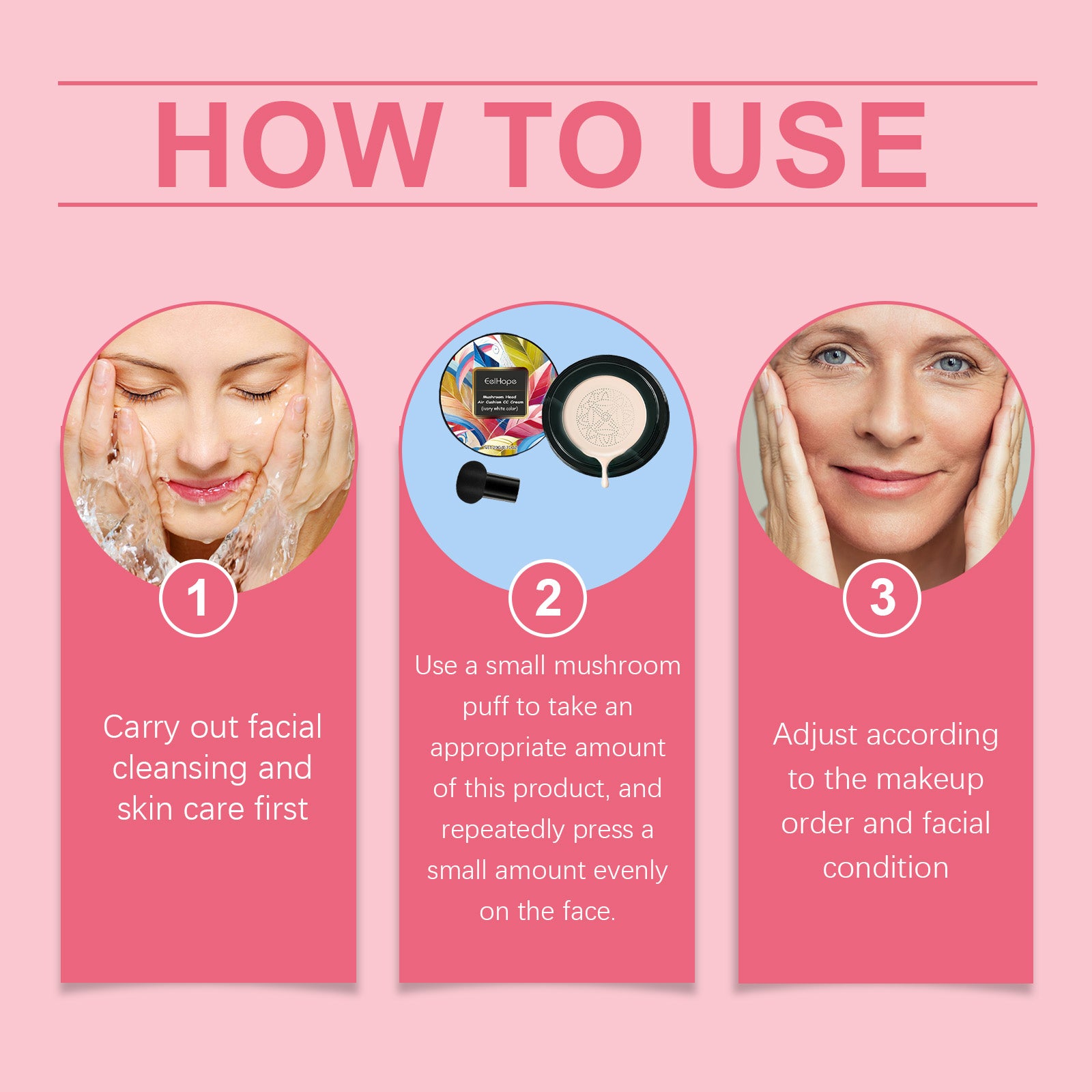 Mushroom Head Air Cushion Small Mushroom Air Cushion Easy To Apply Makeup Without Clogging Pores Moisturizing Natural Concealer by eprolo