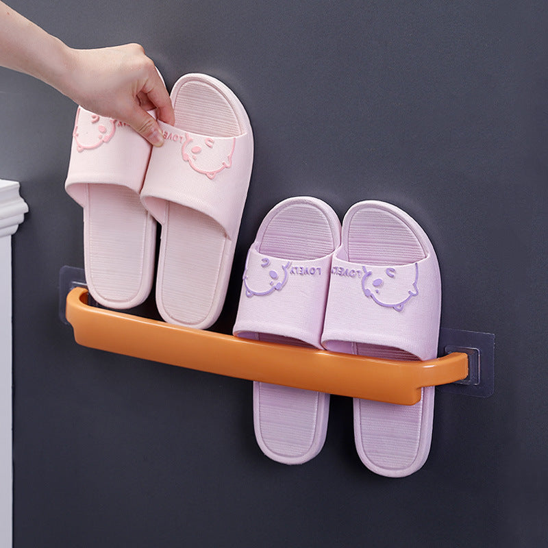 Towel Bar Punch-Free Bathroom Lengthened Bathroom Cool Double-Bar Wall-Mounted Towel Rack Toilet Single-Bar Slipper Bar by eprolo