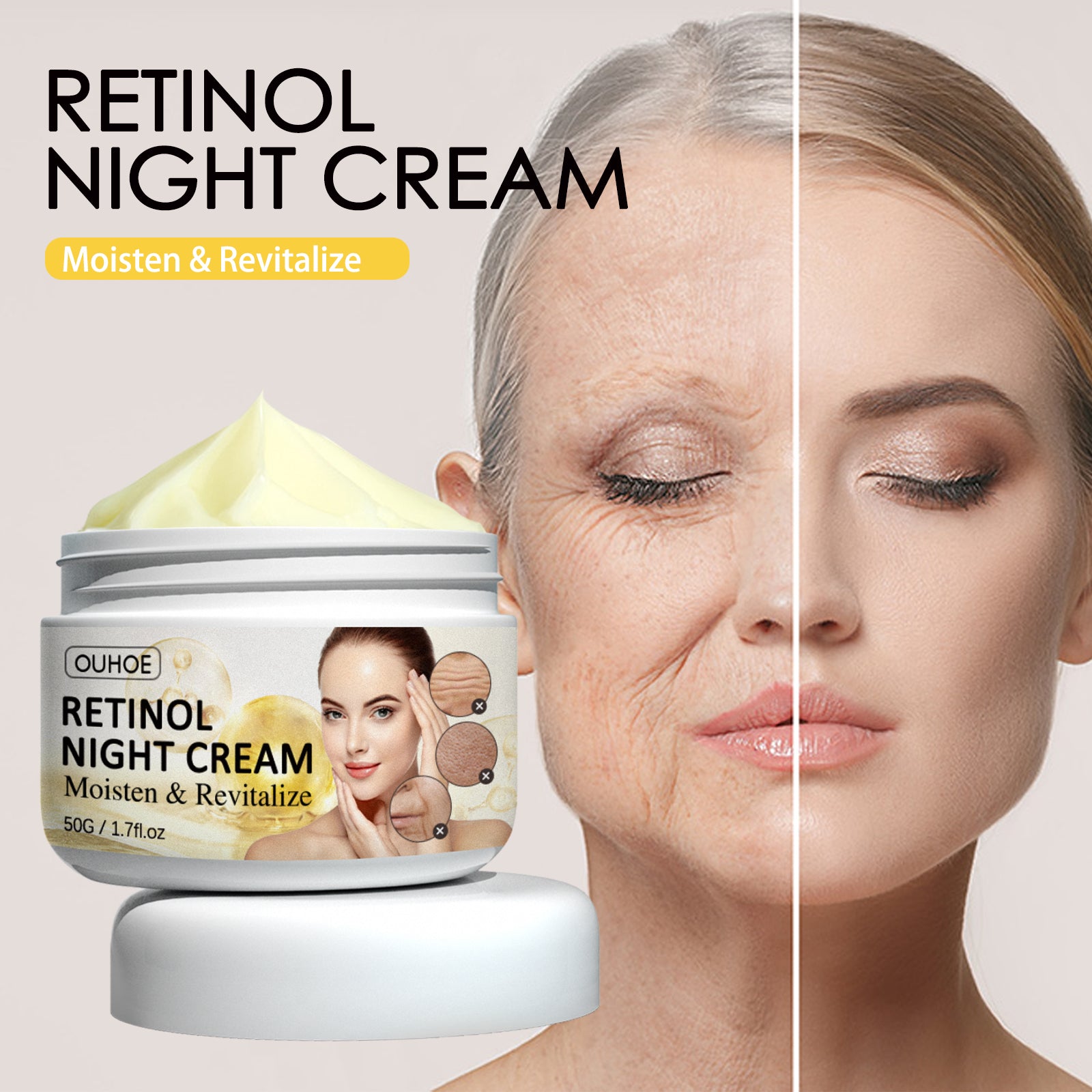 Retinol Night Cream, Reduces Facial Fine Lines And Dark Circles Lift Skin And Hydrating Face Cream by eprolo