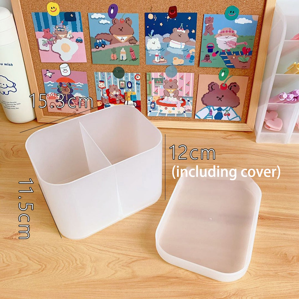 Korean Style Ins Style Desktop Net Red Cosmetic Storage Box Frosted Transparent Student Dormitory Rack Finishing Box Female by eprolo