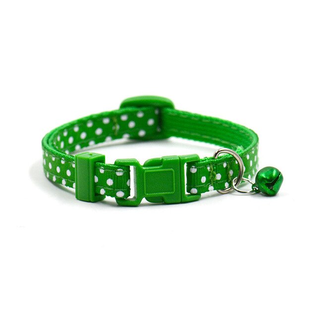1Pc Adjustable Dot Printed Little Dog Collars Cat Puppy Pets Supplies With Bell 6 Colors by eprolo