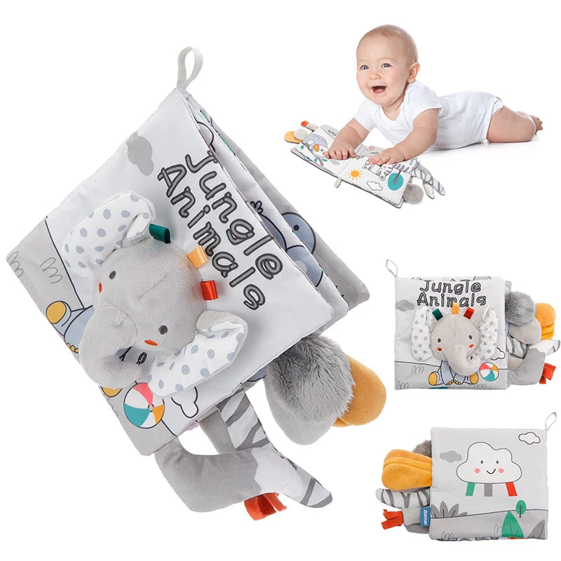 Soft Baby Books 3D Touch Feel High Contrast Cloth Book Sensory Early Learning Stroller Toys for Infant Toddler Toy 0-12 Months by eprolo