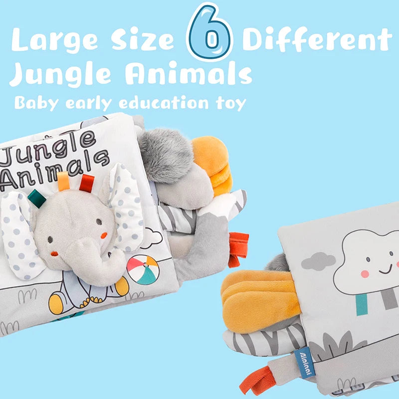 Soft Baby Books 3D Touch Feel High Contrast Cloth Book Sensory Early Learning Stroller Toys for Infant Toddler Toy 0-12 Months by eprolo
