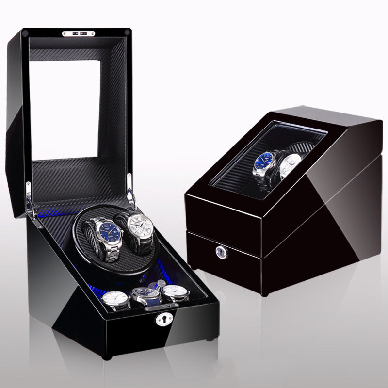 Watch winding box, watch shaker, storage box, LED light, lid open and stop, watch shaker by My Store