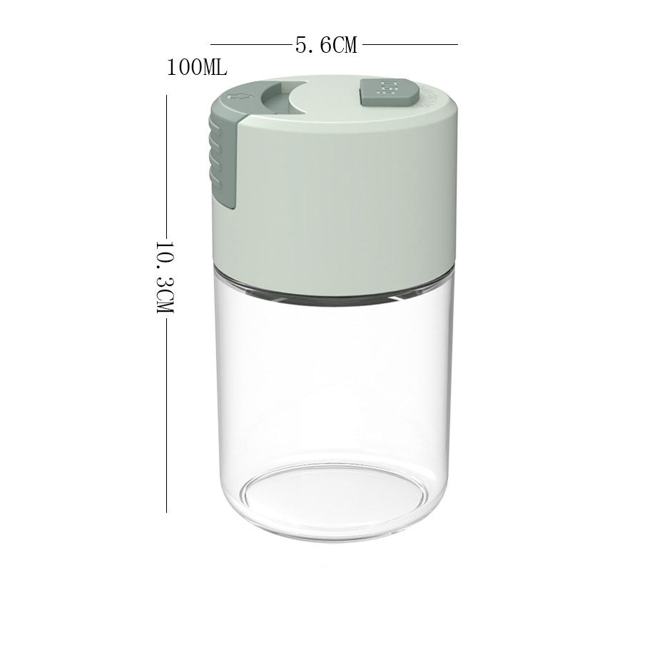 Glass Seasoning Bottle Press-Type Quantitative Seasoning Jar Kitchen Sealed Seasoning Box Salt Jar MSG Seasoning Jar by eprolo