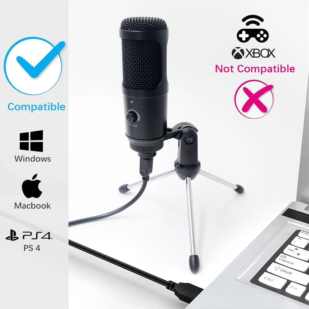 Streaming USB Microphone Metal Condenser Microphones for Laptop Computer Recording Studio Streaming Karaoke Youtube by eprolo
