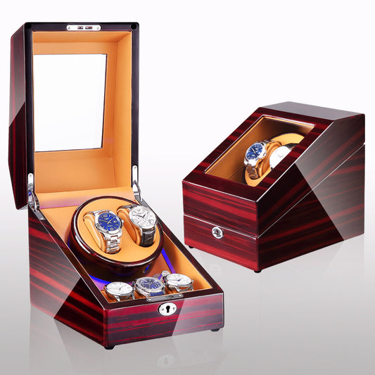 Watch winding box, watch shaker, storage box, LED light, lid open and stop, watch shaker by My Store
