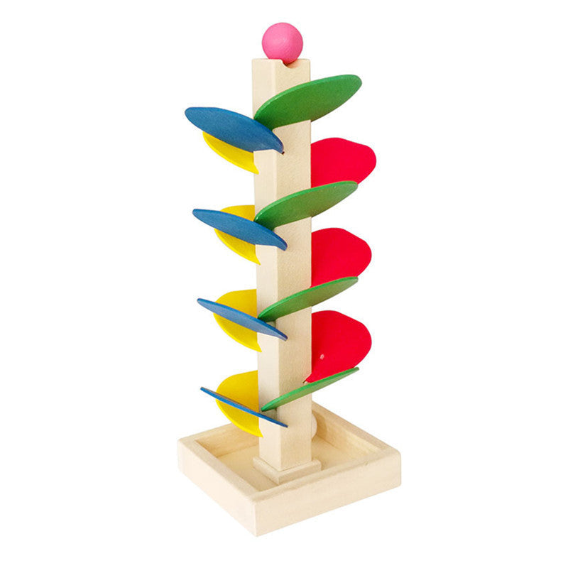Children's Plug-In Assembly Building Blocks Boys And Girls Puzzle Early Education Leaf Tower Rolling Ball Inverted Bead Game Leaf Ball Toy by eprolo