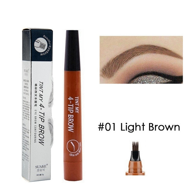Eyebrow Tint 4 Tip Liquid Brow 5 Colors Pen Makeup Paint Eyebrow Liner Pen Cosmetics Waterproof Tool Microblade by eprolo