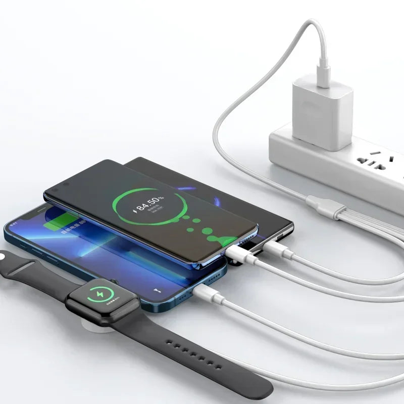 Mobile watch compatible with Apple iWatch four in one wireless charging cable digital wireless charger round four in one by eprolo