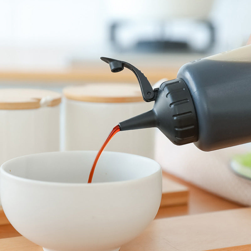 Kitchen Salad Dressing Press Squeeze Oil Bottle With Scale Plastic Seasoning Bottle Tip Mouth Jam Bottle Oil Pot by eprolo