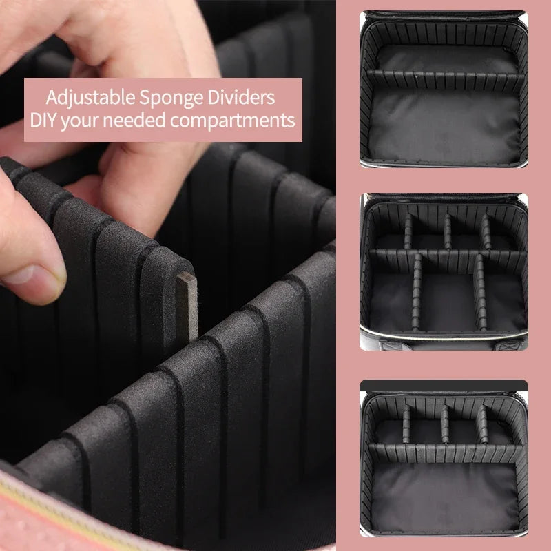 Light Up Box Vanity Organizer Portable Makeup Bag Mirror With Led Light by eprolo