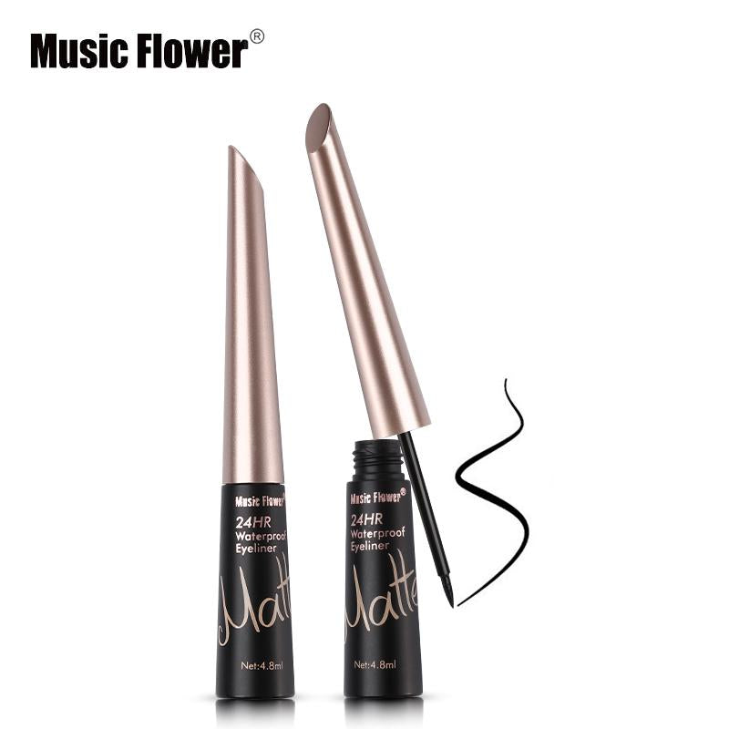 Music Flower Brand Waterproof Liqiud Eyeliner Pencil 24H Long-lasting Matte Eye Liner Delineador Black Eyelid Quick-Dry Makeup by eprolo