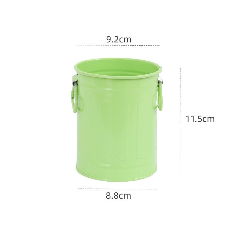 Cylindrical wrought iron pen holder DIY creative desktop storage bucket multifunctional stationery pen holder by eprolo