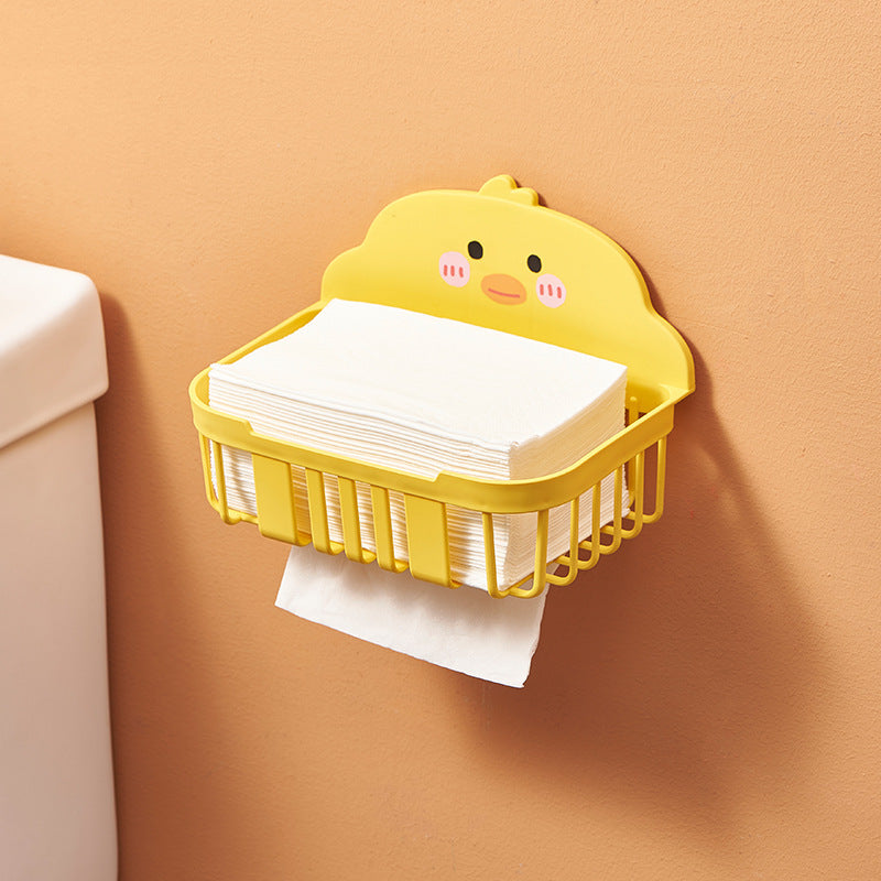 Toilet Tissue Box Punch-Free Wall-Mounted Paper Box Toilet Cartoon Roll Paper Holder Box Toilet Rack by eprolo