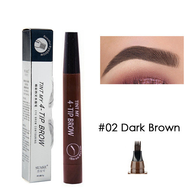 Eyebrow Tint 4 Tip Liquid Brow 5 Colors Pen Makeup Paint Eyebrow Liner Pen Cosmetics Waterproof Tool Microblade by eprolo