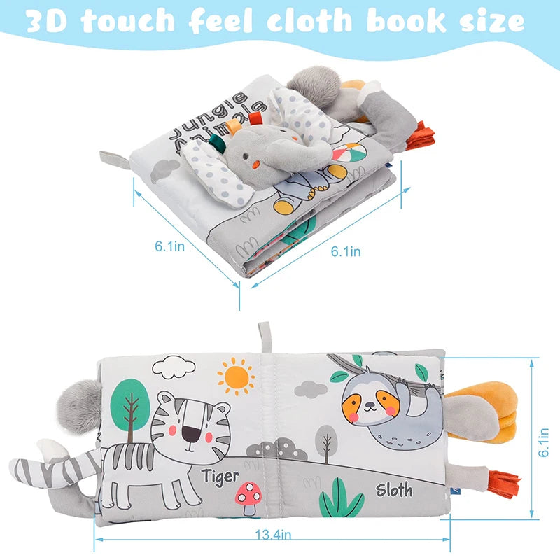 Soft Baby Books 3D Touch Feel High Contrast Cloth Book Sensory Early Learning Stroller Toys for Infant Toddler Toy 0-12 Months by eprolo