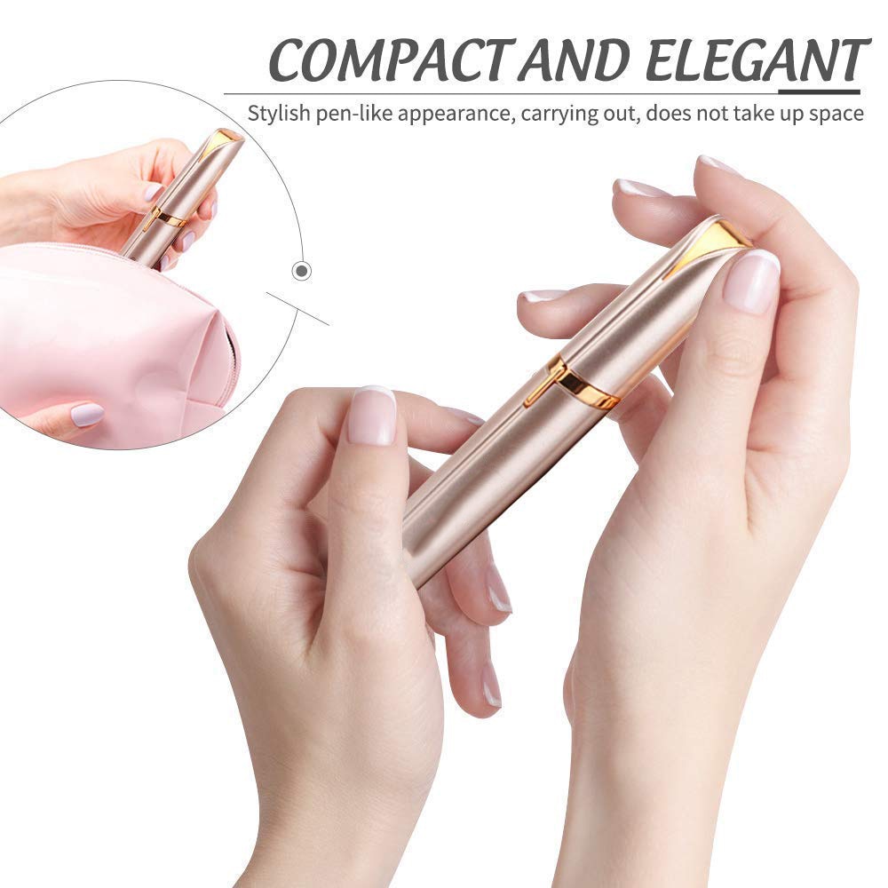 Mini Electric Eyebrow Trimmer Lipstick Brows Pen Hair Remover Painless Eye brow Razor Epilator With LED Light by eprolo