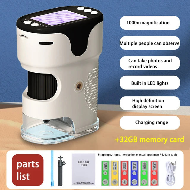 Pocket Microscope Display Montessori Handheld LED Light Biology Magnification Outdoor Students Teaching Gifts Children Stem Toys by eprolo