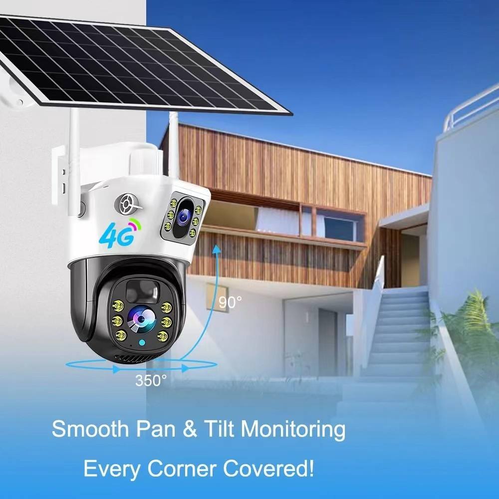 V380PRO 4G Solar Camera 4MP Dual Lens Home Security Camera With Solar Panel by eprolo