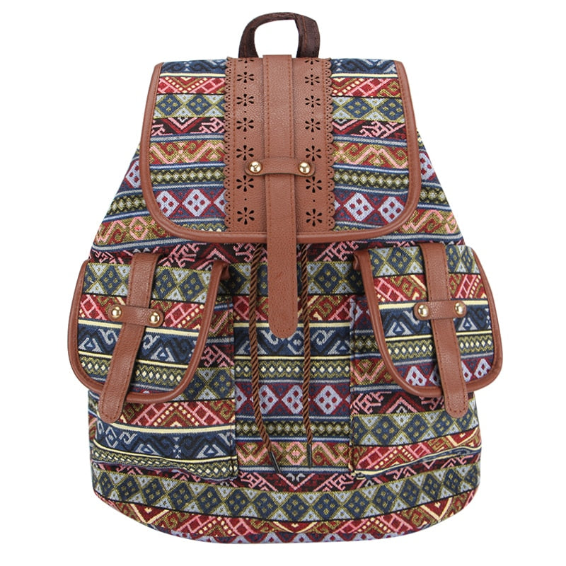 Sansarya New Hollow Out PU Leather Bohemian Vintage Women Backpack Teenage Gilrs School Female Ladies Drawstring Bag Rucksack by eprolo