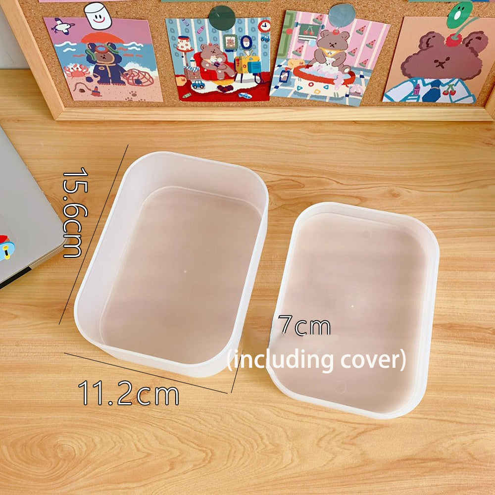 Korean Style Ins Style Desktop Net Red Cosmetic Storage Box Frosted Transparent Student Dormitory Rack Finishing Box Female by eprolo