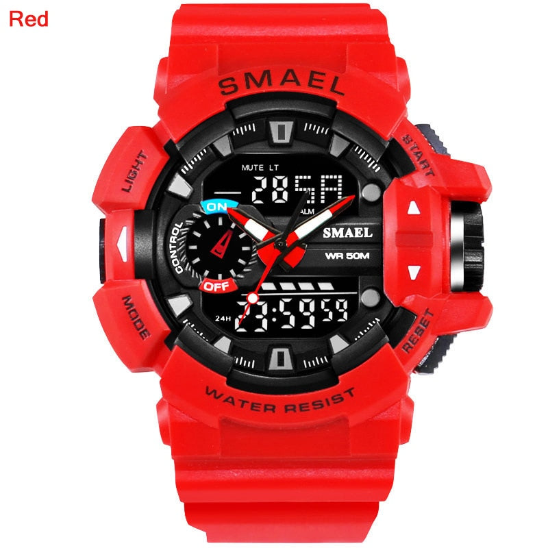 SMAEL 1436 Men Sports Watch Military Watches LED Quartz Dual Display Waterproof Outdoor Sport Men's Wristwatches Relogio Masculino by eprolo