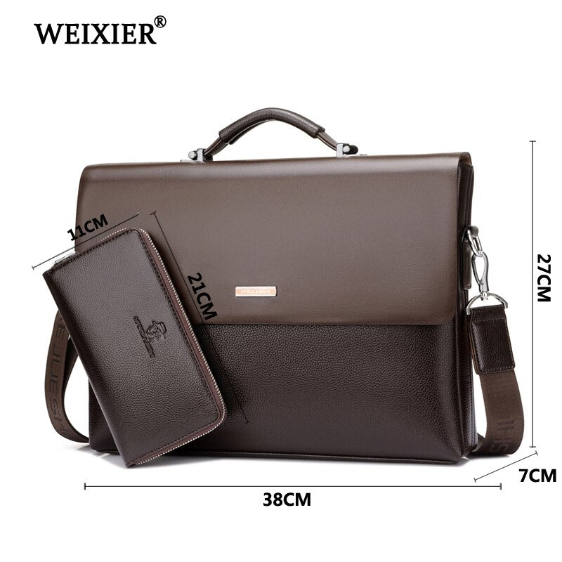 WEIXIER Brand Men High Quality Microfiber Synthetic Leather Tote Fashion Male Bag Messenger Business Handbag Laptop Shoulder Bag by eprolo