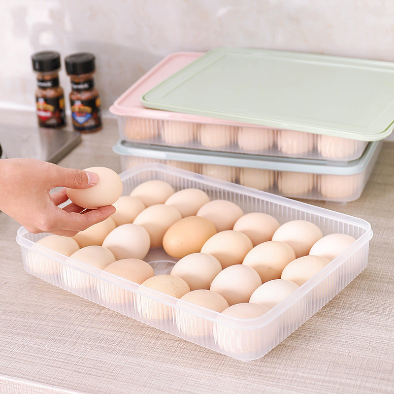 Refrigerator Egg Storage Preservation Box 24 Grid Egg Grid Egg Tray Kitchen With Cover Dustproof Food Storage Box by eprolo