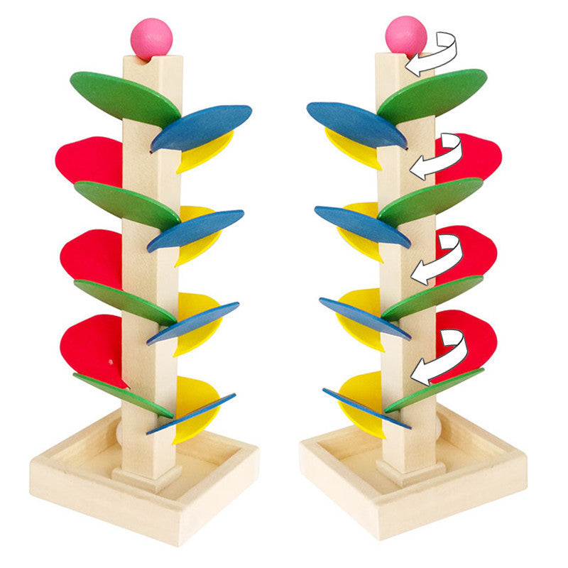 Children's Plug-In Assembly Building Blocks Boys And Girls Puzzle Early Education Leaf Tower Rolling Ball Inverted Bead Game Leaf Ball Toy by eprolo