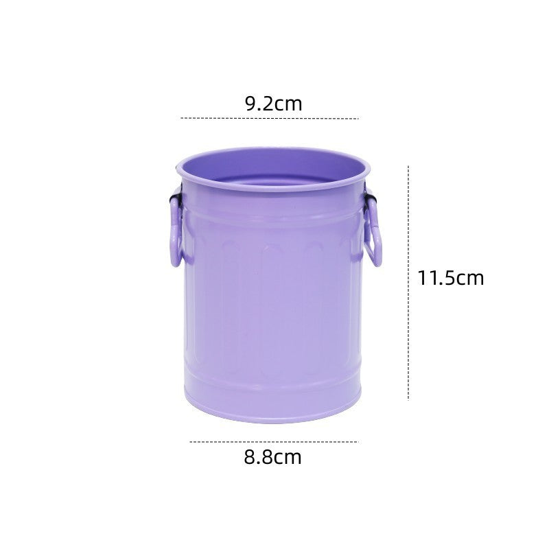 Cylindrical wrought iron pen holder DIY creative desktop storage bucket multifunctional stationery pen holder by eprolo
