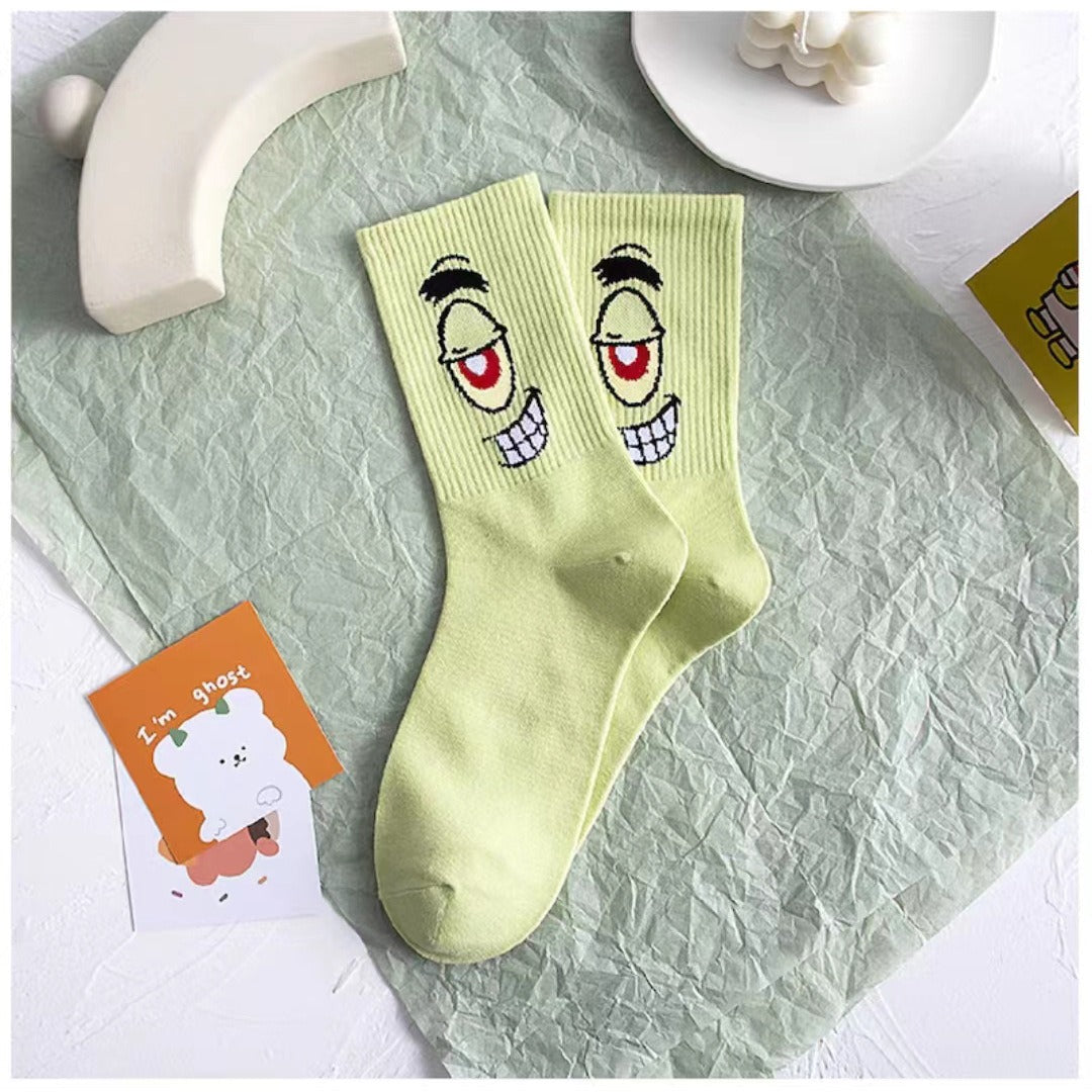Colored cartoon long tube socks for autumn and winter SpongeBob SquarePants funny mid tube socks by eprolo