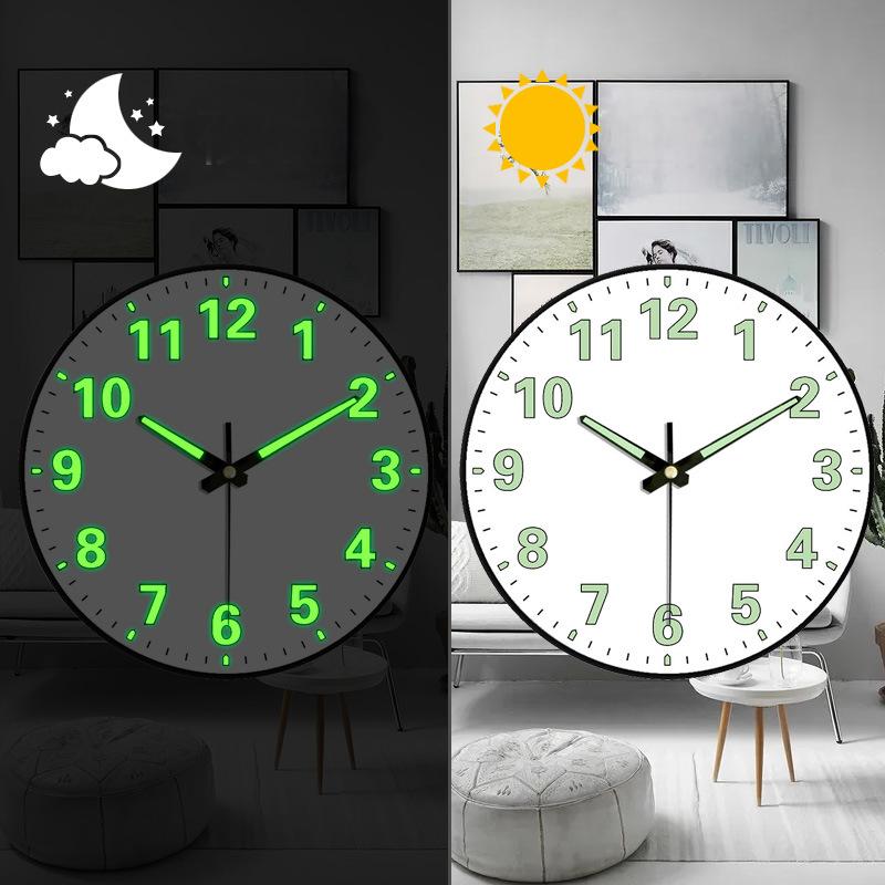 8-inch [20CM] creative living room clock, night light bedroom, simple and non perforated clock wall, clock watch wall by eprolo