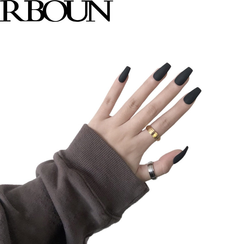 Nail Art Fake Nails Stiletto Tips Clear Press on Long False with Glue Coffin Stick Display Full Cover Artificial Designs Matte by eprolo