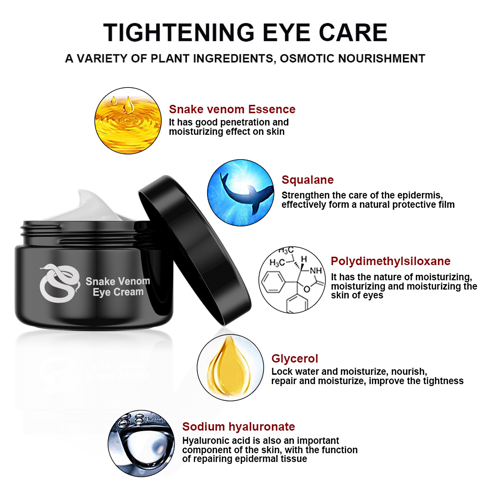 Snake Venom Eye Cream, Firming Eye Bags Hydrating And Reducing Fine Lines Eye Care Eye Cream by eprolo