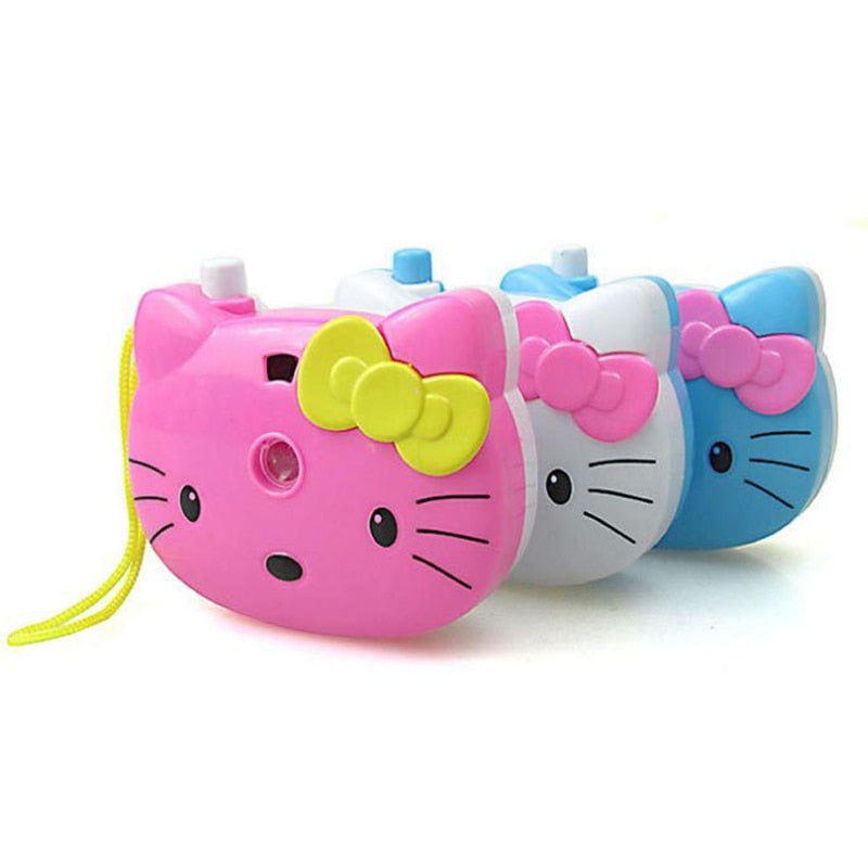 1pcs Cute Hello Kitty Light Projection Camera Children Educational Toys For Kids Projection Cartoon Pattern Camera Children Gift by eprolo