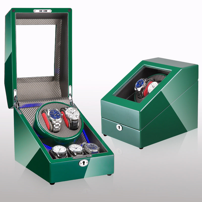 Watch winding box, watch shaker, storage box, LED light, lid open and stop, watch shaker by My Store