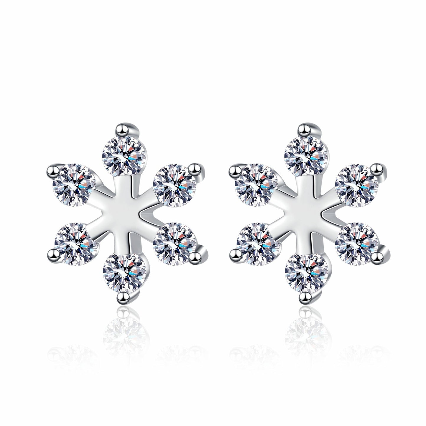 Moissanite 925 Sterling Silver Snowflake Shape Earrings by My Store