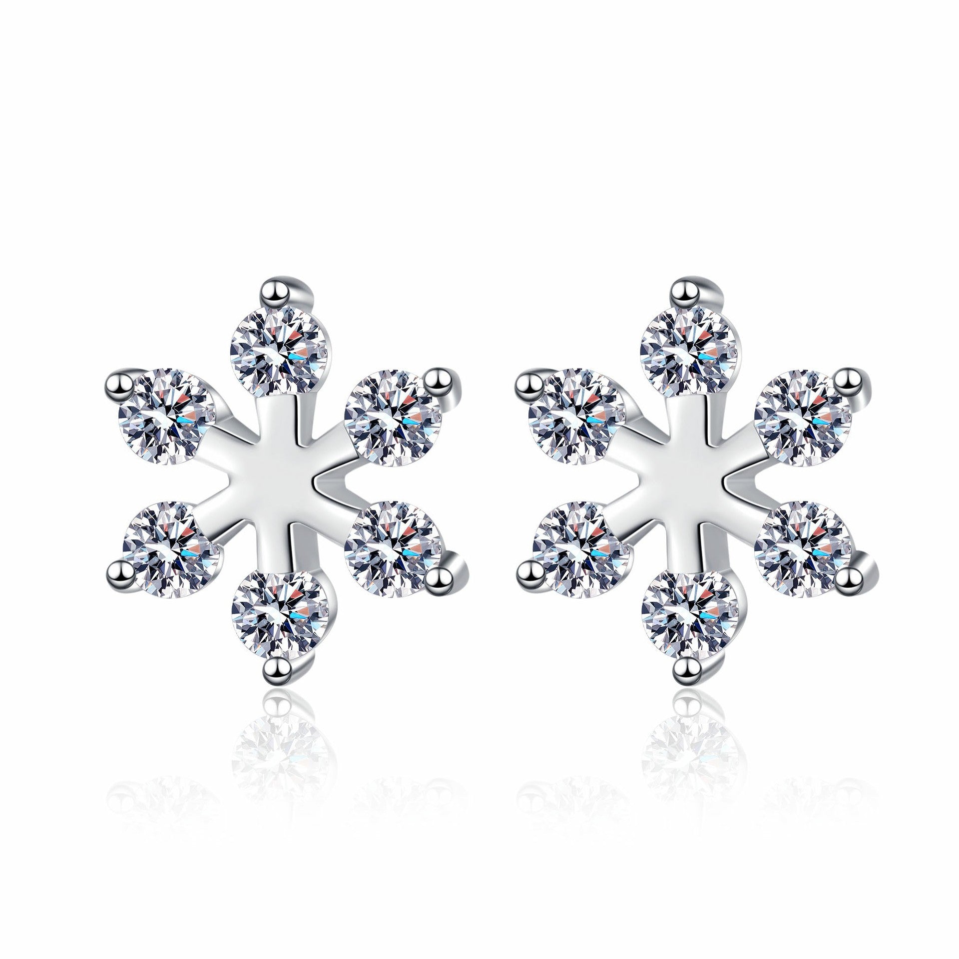 Moissanite 925 Sterling Silver Snowflake Shape Earrings by My Store
