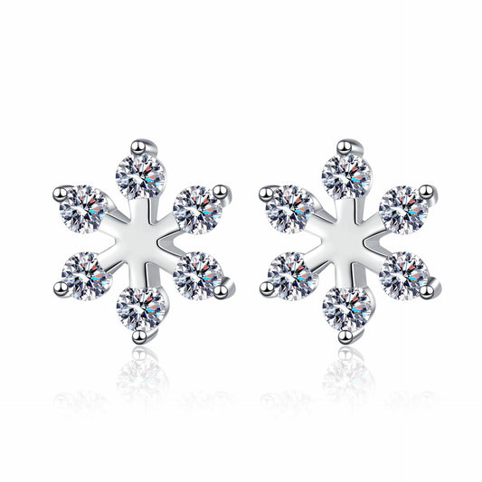 Moissanite 925 Sterling Silver Snowflake Shape Earrings by My Store