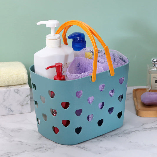 Bathroom Toilet Clothes Toiletries Storage Dirty Clothes Basket Portable Love Hollow Bath Basket Shopping Storage Basket by eprolo
