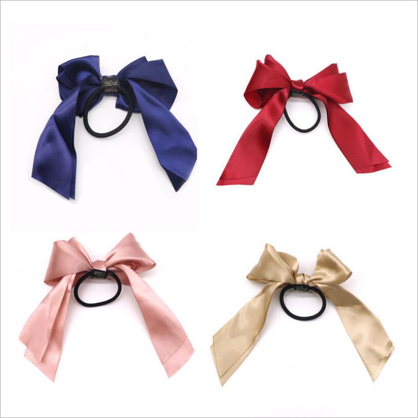 1pcs Women Rubber Bands Tiara Satin Ribbon Bow Hair Band Rope Scrunchie Ponytail Holder Gum for Hair Accessories Elastic by eprolo