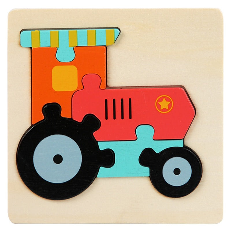 Wooden Small Puzzle Young Children Early Education Puzzle Card Buckle Three-Dimensional Animal Cartoon Shape Matching Puzzle Board Toys by eprolo