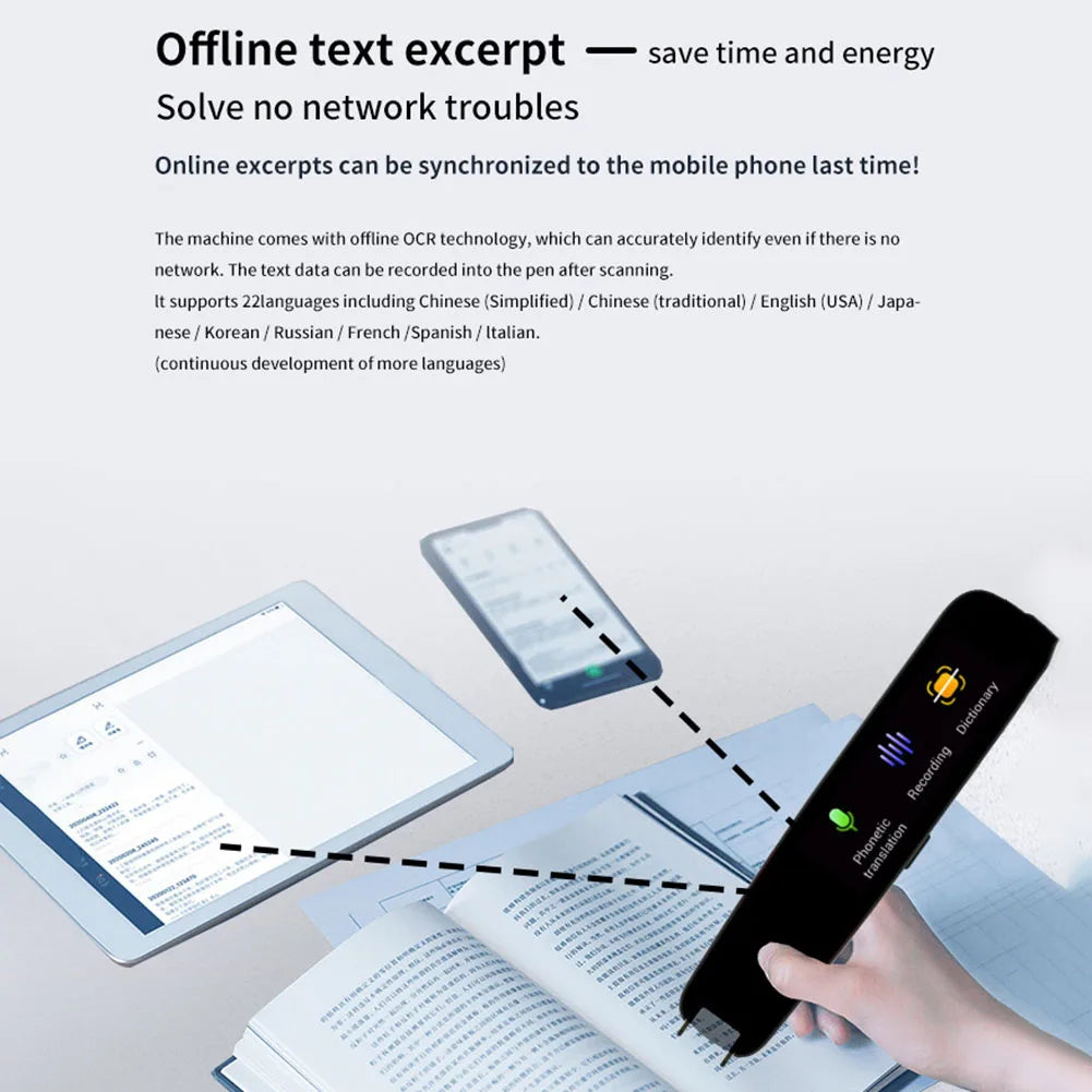 Smart AI Scan Reader Portable Voice Translator Scanner Pen WIFI AI Voice Languages Translator For Dyslexia Autism by eprolo