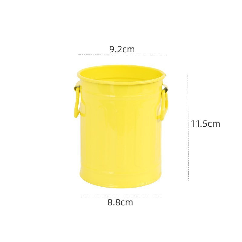 Cylindrical wrought iron pen holder DIY creative desktop storage bucket multifunctional stationery pen holder by eprolo